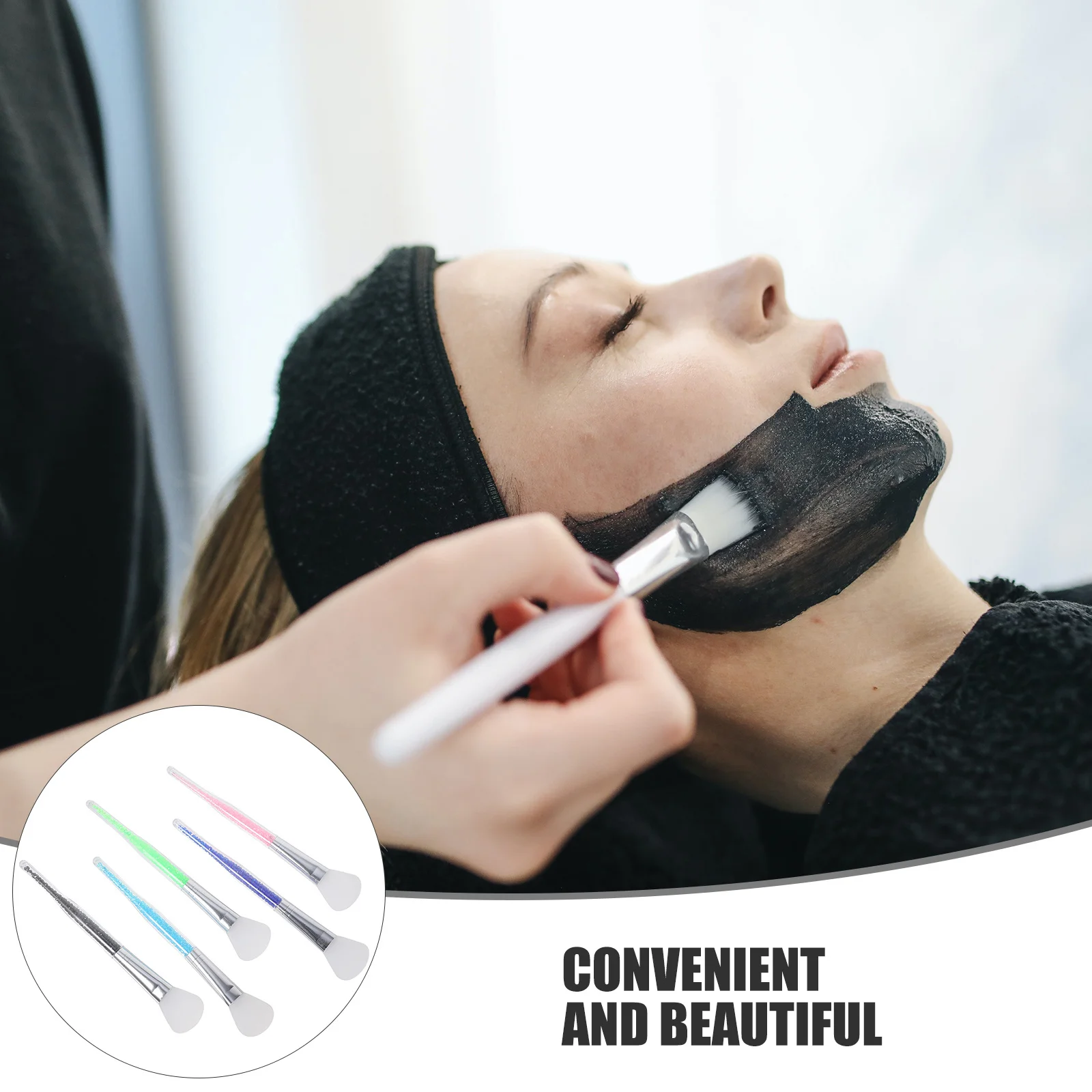 

5Pcs Beauty Supplies Facial Mud Applicator Silicone Brush for Makeup Skin Treatment Chic Design Convenient Carry