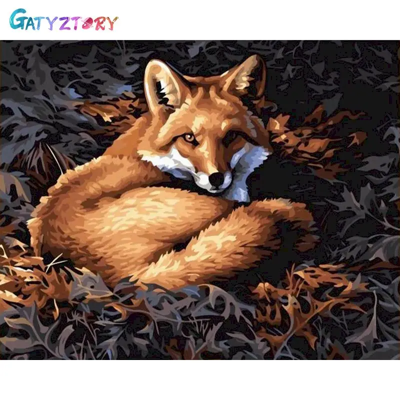 

GATYZTORY 40x50cm Acrylic Paint By Numbers For Adults Forest Fox Animals Picture By Numbers Wall Artwork For Home Decors