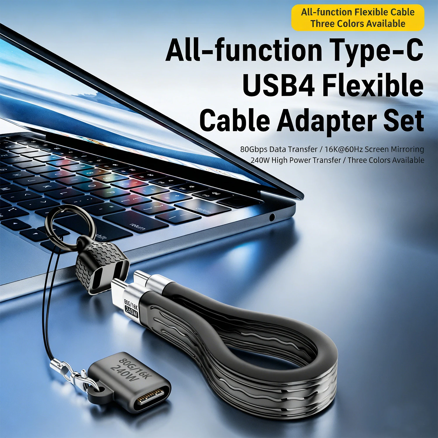 240W 80Gbps USB4 Gen4 Short USB C To USB-C Cable Fast Charging Type C Data Transfer 16K Screen Mirroring Extension Cable