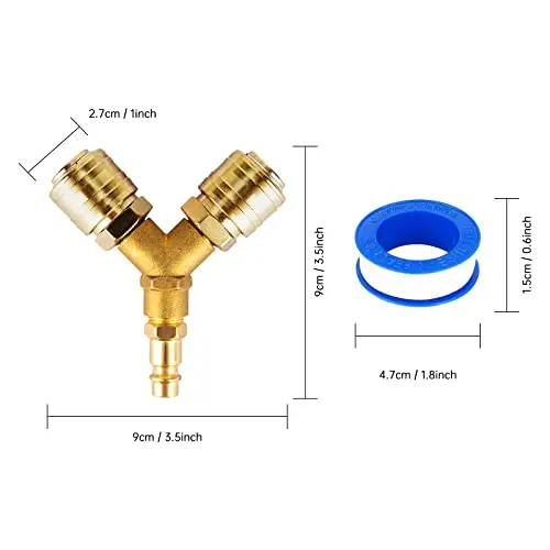 For Industrial Workshops 9 9 Cm 2-Way Air Connector Robust Compressed Air Distributor Pneumatic Fitting NW 7.2 Socket Connector