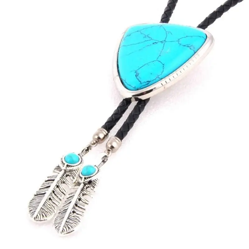 39bd-western-cowboy-vintage-triangular-piedra-natural-bolo-tie-cuerda-cuero-trenzado-corbata-colgante-con-plumas-collar