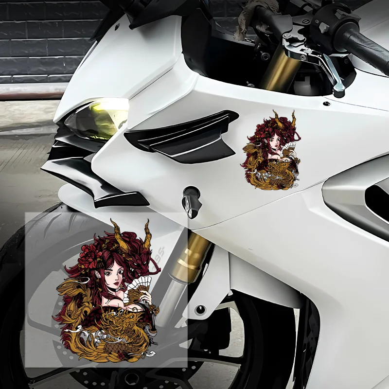 

Creative Japanese anime dragon girl pattern car and motorcycle stickers, personalized PVC material decorative stickers