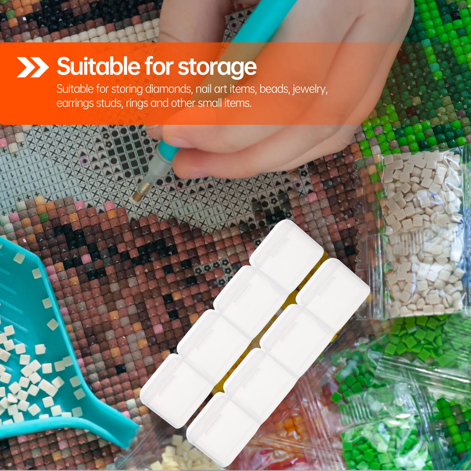 

20pcs Diamond Storage Boxes Plastic Compartment Organizer For Rhinestones Beads Jewelry Art Supplies Container Case Box