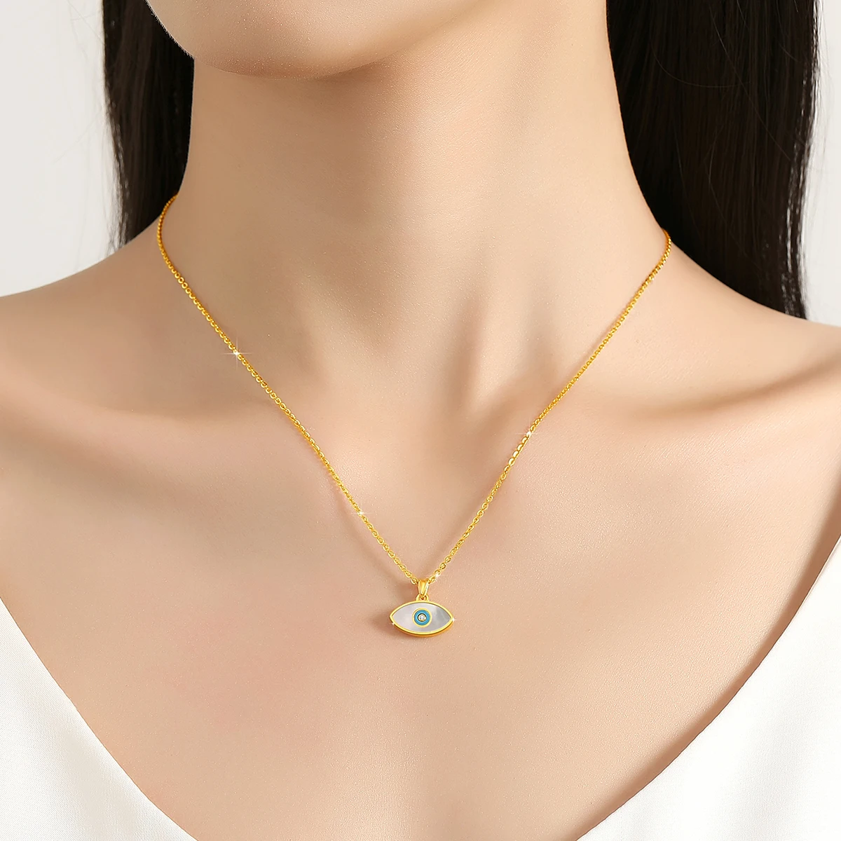 Niche Design 18K Genuine Gold Pendant Natural White Shell Necklace for Women Anniversary Valentine\'s Day Gift Trendy Jewelry