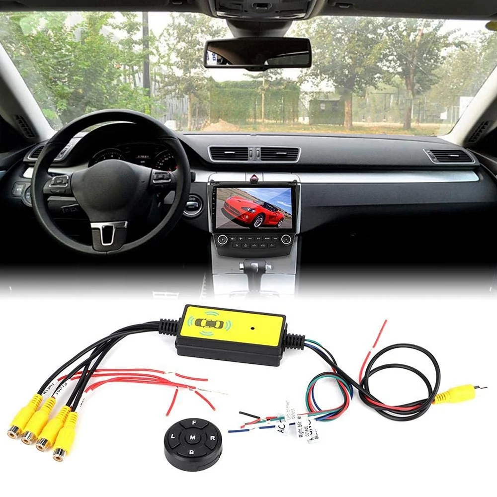 4To1 Car Panoramic 360 Camera Video Reversing Switch Box Car Blind Spot Camera Video Switch Box Wireless Remote Control