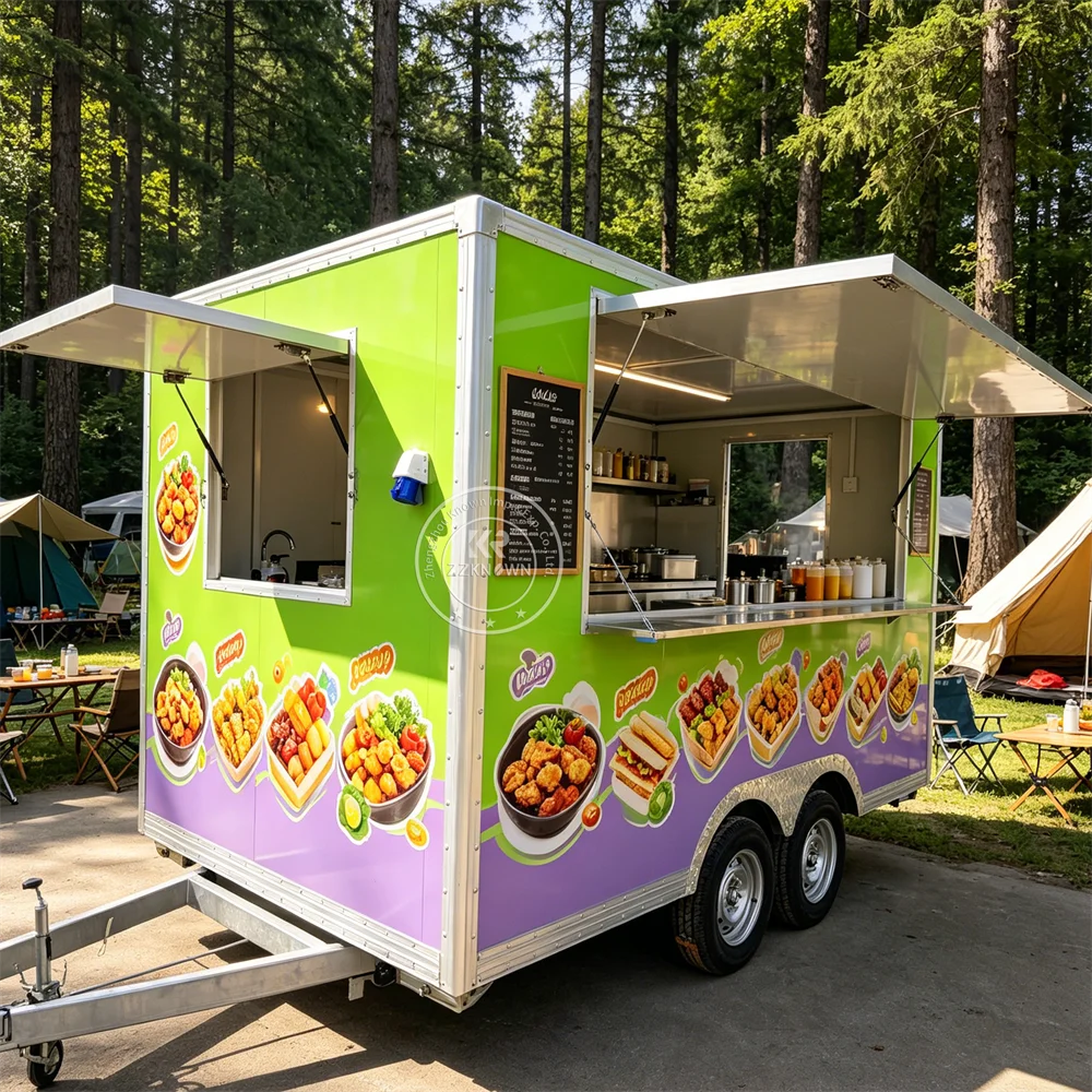 

Mobile Hotdog Pizza Burger Cart Pizza Trailer Concession Fast Food Vending Carts Trailer Street Food Truck With Full Kitchen