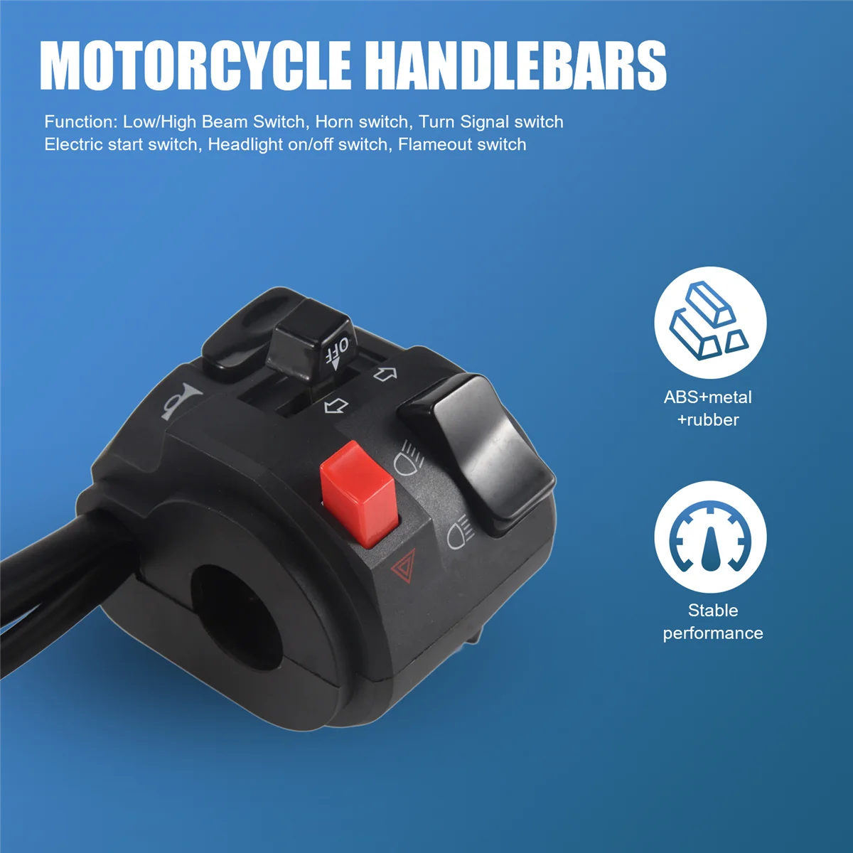 7/8 Inch 22mm ATV Motorcycle Handlebar Control Switches Left Right for Horn Button Turn Signal Fog Light Warning Light