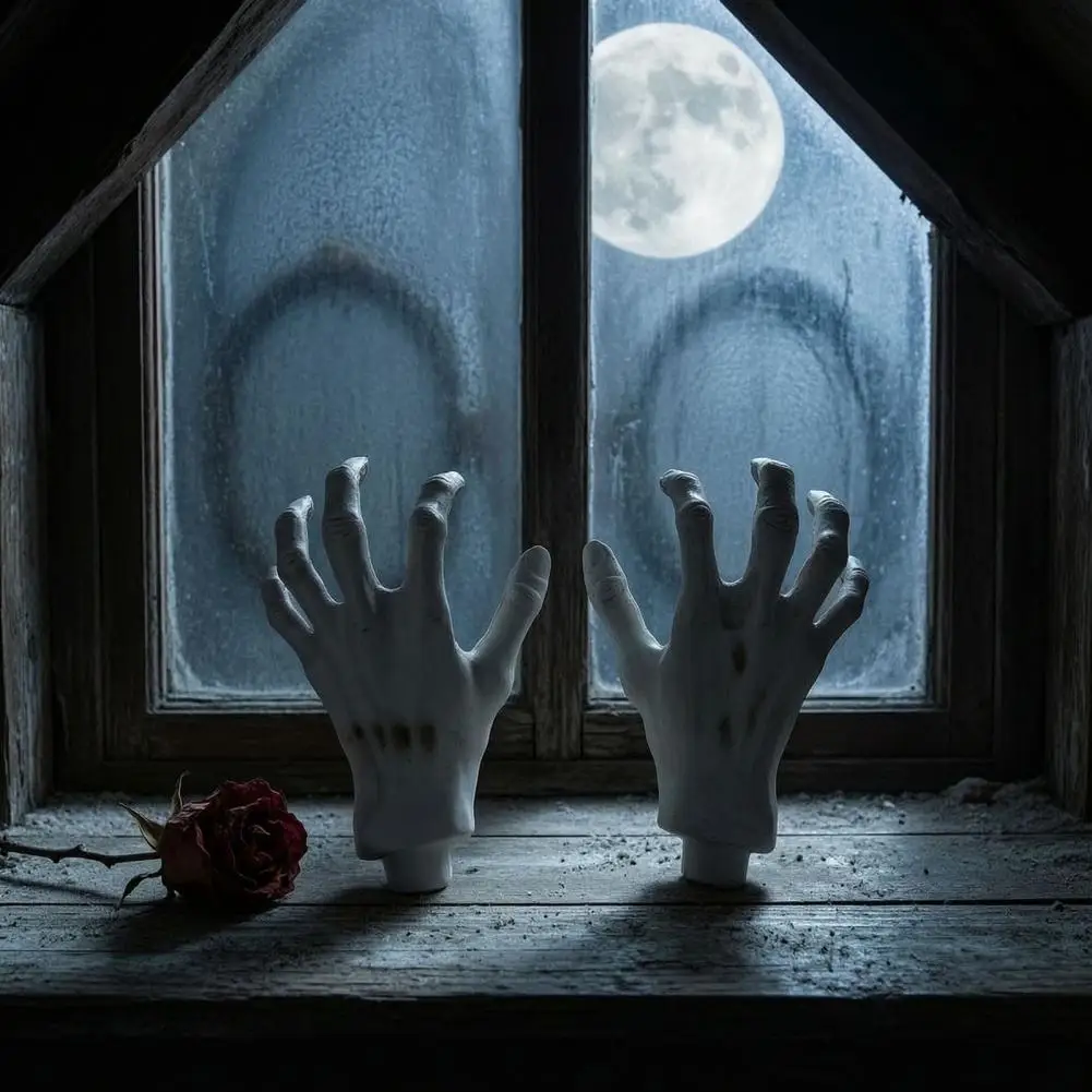 Indoor Outdoor Halloween Ornaments 1 Pair Halloween Skeleton Hands Realistic Life-size Zombie Props Severed Plastic for Terror
