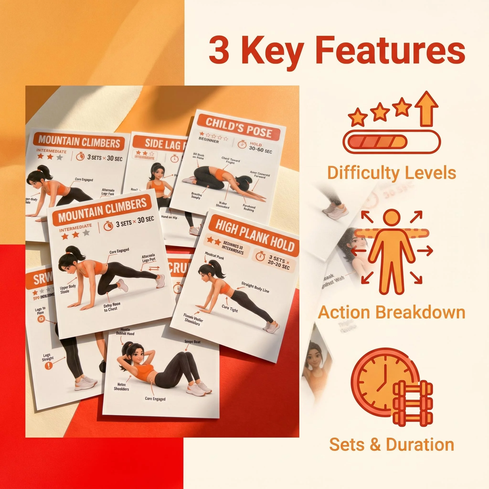 Home Workout Fitness Exercise Guide Card Set description 4