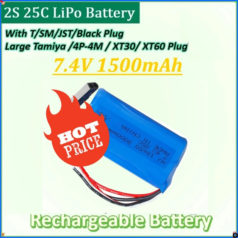 

For Wltoys 12428 12401 12402 FY-03 FY01 12403 12404 12423 FY02 Rc Toys 2S 25C LiPo Battery 7.4V 1500mAh Rechargeable Batteries