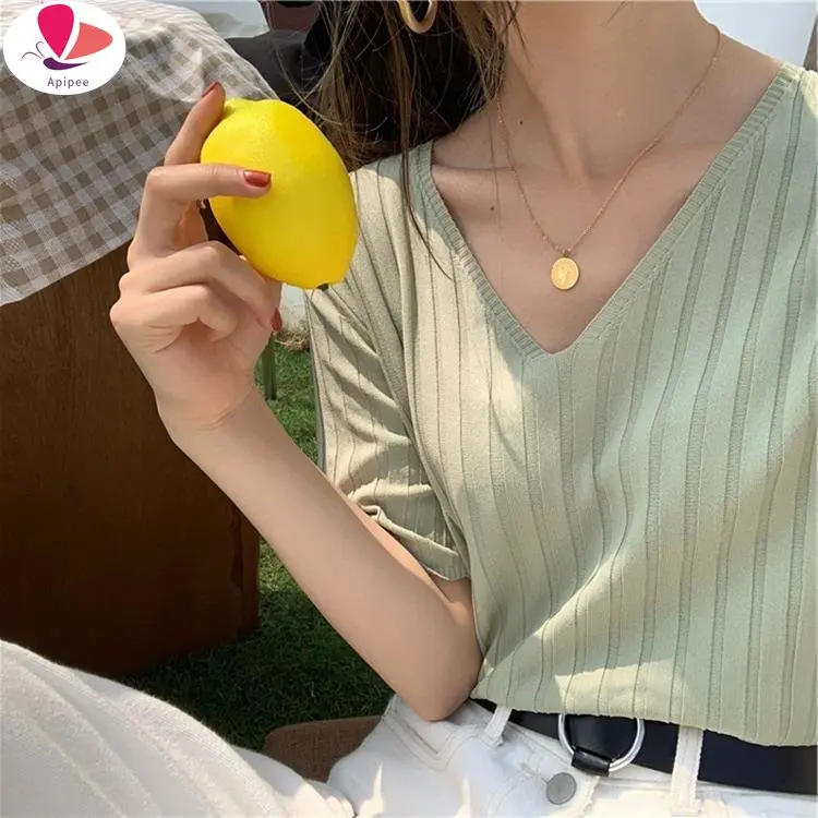 

Summer Women Blouse Tops Short Sleeve V-Neck Chiffon Blouse Shirt Blouse Women Blusas Mujer De Moda 2024 Blouses Top Femme E952