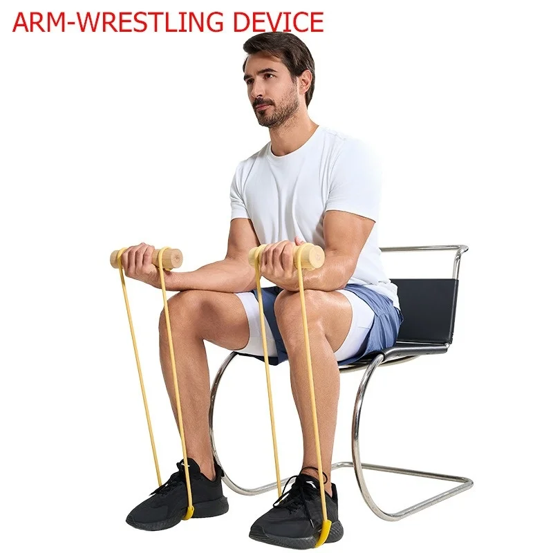 Das neue elastische Latex-Seil-Dehnungsgerät für den Rücken, ein magischer Arm- und Trizeps-Extensor, verfügt über ein Widerstandsband mit Ulmenholzgriff.