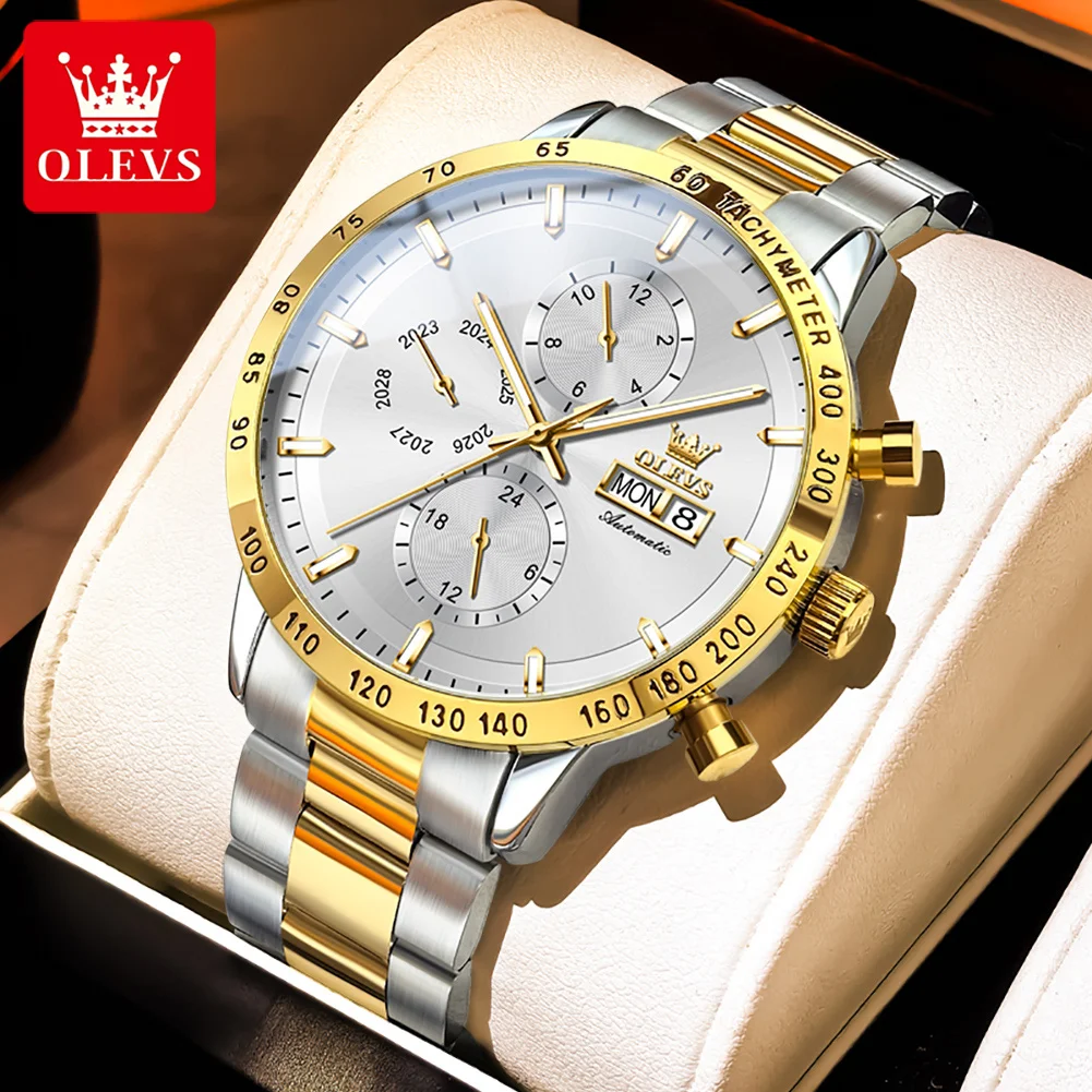 

OLEVS Brand 2026 New Luxury Mechanical Watch for Men Stainless Steel Waterproof Year Month Date 24 Hours Multifunction Watches