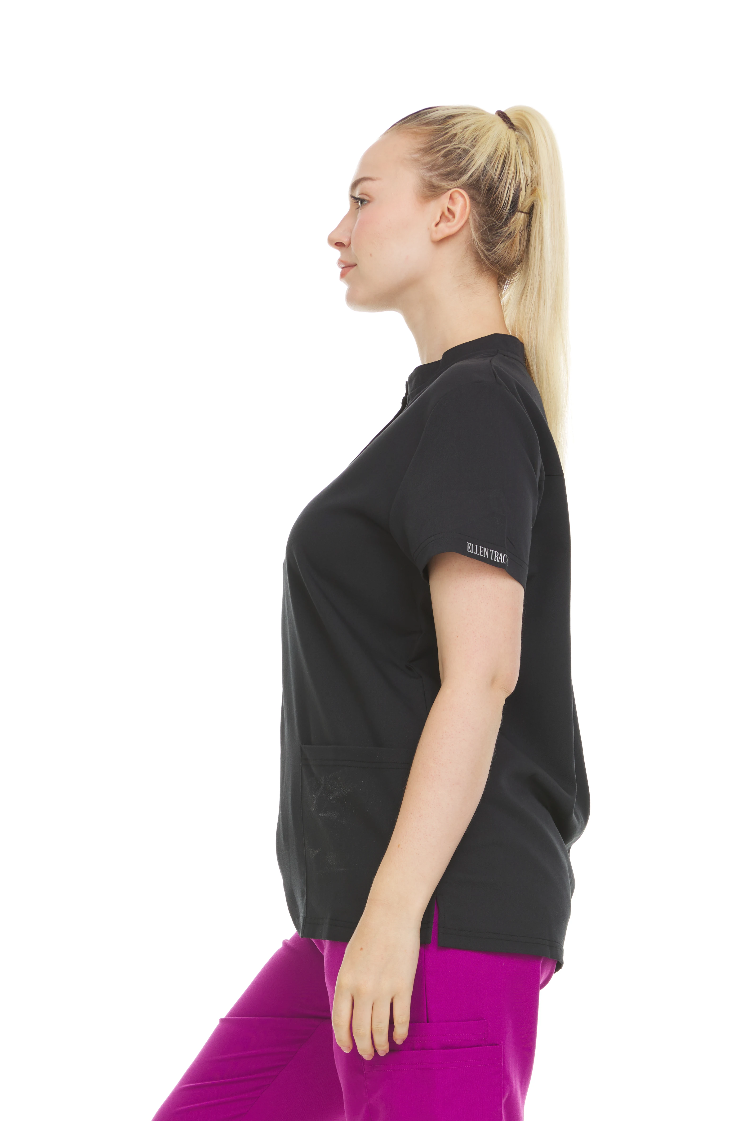 شفاء + ارتداء-المرأة فتحة رقبة V قصيرة الأكمام أعلى مع جيوب ، مما يجعلها جزءا موثوقا وأساسي من ملابس العمل الخاصة بك ، الكلاسيكية