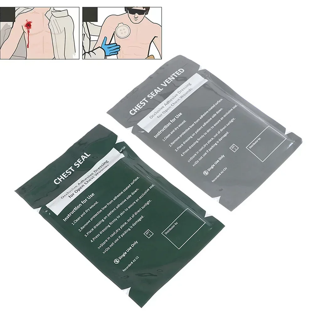 1PC Vent Chest Seal Life-Saving Wound Care for Emergency or Tactical Situation Advanced Adhesive Sterile Transparent Lightweight