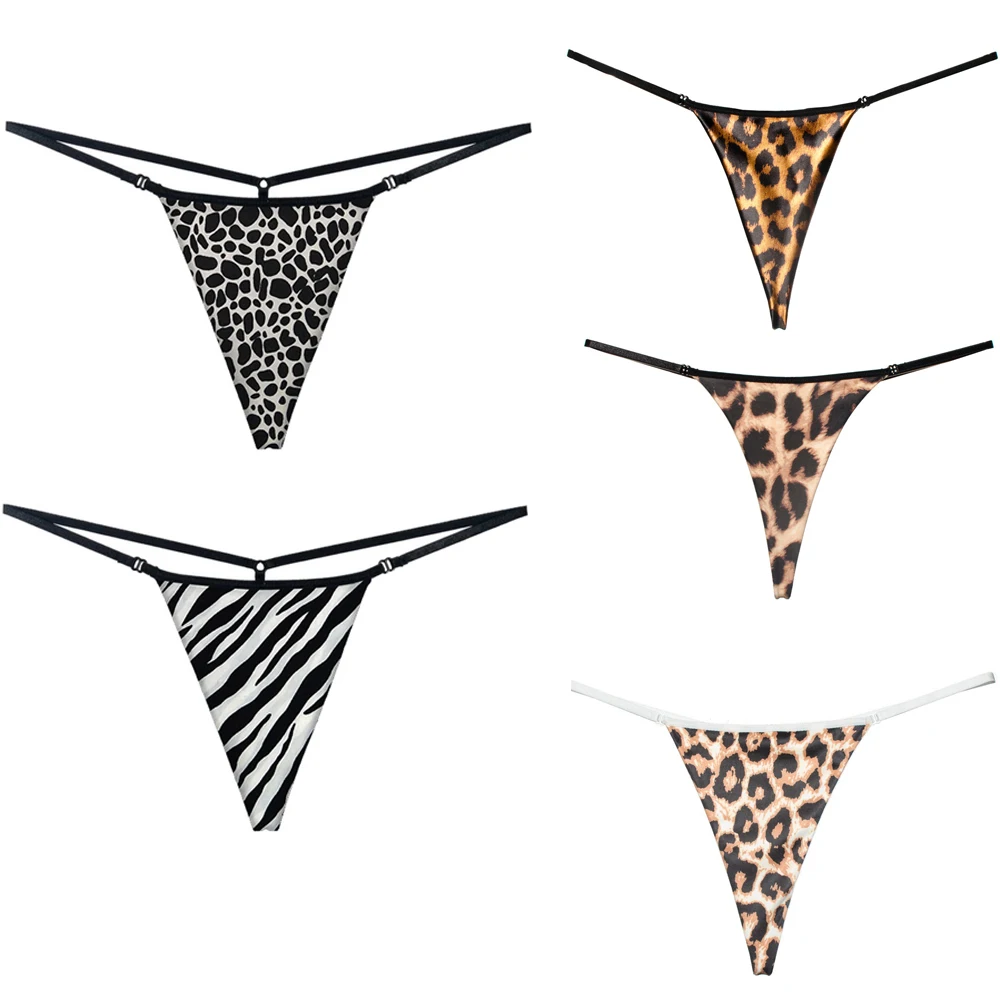 Damskie bikini G String T-Back moda bawełniana cienki pasek seksowne majtki figi damskie stringi Leopard stringi