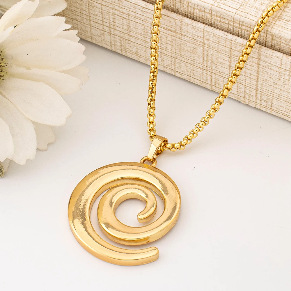 Vintage 18K Gold Plated Spiral Swirl Jewelry Set Women Dubai African Necklace Earrings Bracelet Ring Wedding Party Gifts