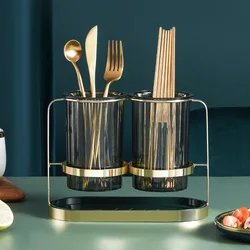 Light luxury iron art storage box drain transparent put soup spoon kitchen rice spoon basket kitchenware storage container