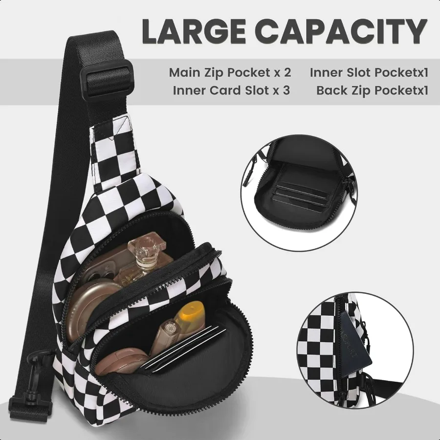 حقيبة حبال خفيفة الوزن مقاومة للماء لعام 2025 للنساء حقائب كروس مربعات وحزام قابل للتعديل وجيوب بسحاب