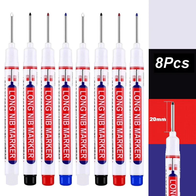 4–100 Stück, 2 cm, wasserdicht, langer Kopf, Tiefloch-Markierungsstift für Metall, Schreiner, Rot/Schwarz/Blau/Grün/Weiß, Holzbearbeitungswerkzeuge