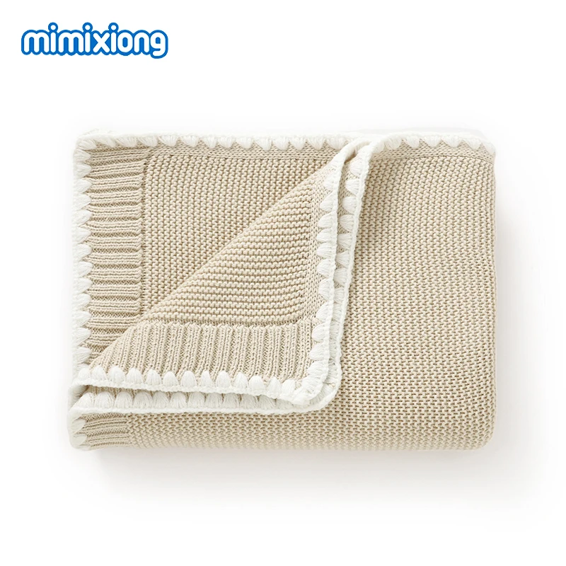 Baby Blankets Cotton Knitted Newborn Boys Girls Ultra-Soft Reversible Sleeping Covers Stuff for Stroller Bassinet 100*80cm Mats