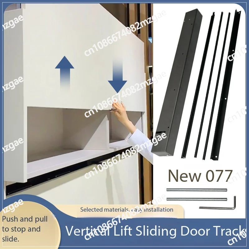 Vertical Lift Sliding Door Track for Cabinet Single Door, Up Down Hanging Cabinet Door Hinge with Soft Close