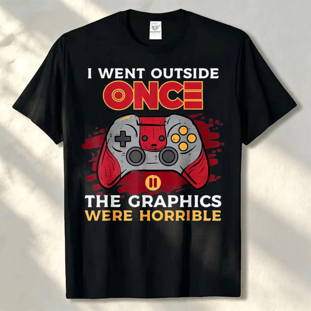 Funny Gamer Quote Graphic T‑shirt Unisex Vintage Washed Cotton Game Controller Short Sleeve Harajuku Casual Tops