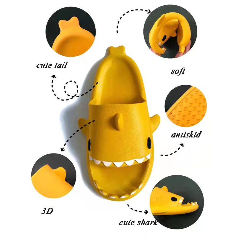 2022Summer Women Shark Slippers Cartoon Unisex Slides Men Beach Sandals EVA Bathroom Children Slippers Kids Toddler Baby Shoes