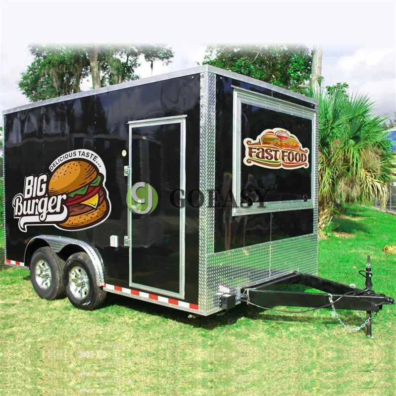 

Electric Mobile Food Truck Juice Van Ice Cream Cart Hot Dog Kitchen Stand Fast Food Trailer Concession Cart CE Approved