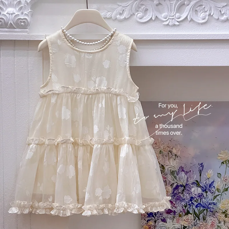 Girls Dress 2025 Summer New Love Sleeveless Super Fairy Children's Princess Skirt Sweet Baby Girls
