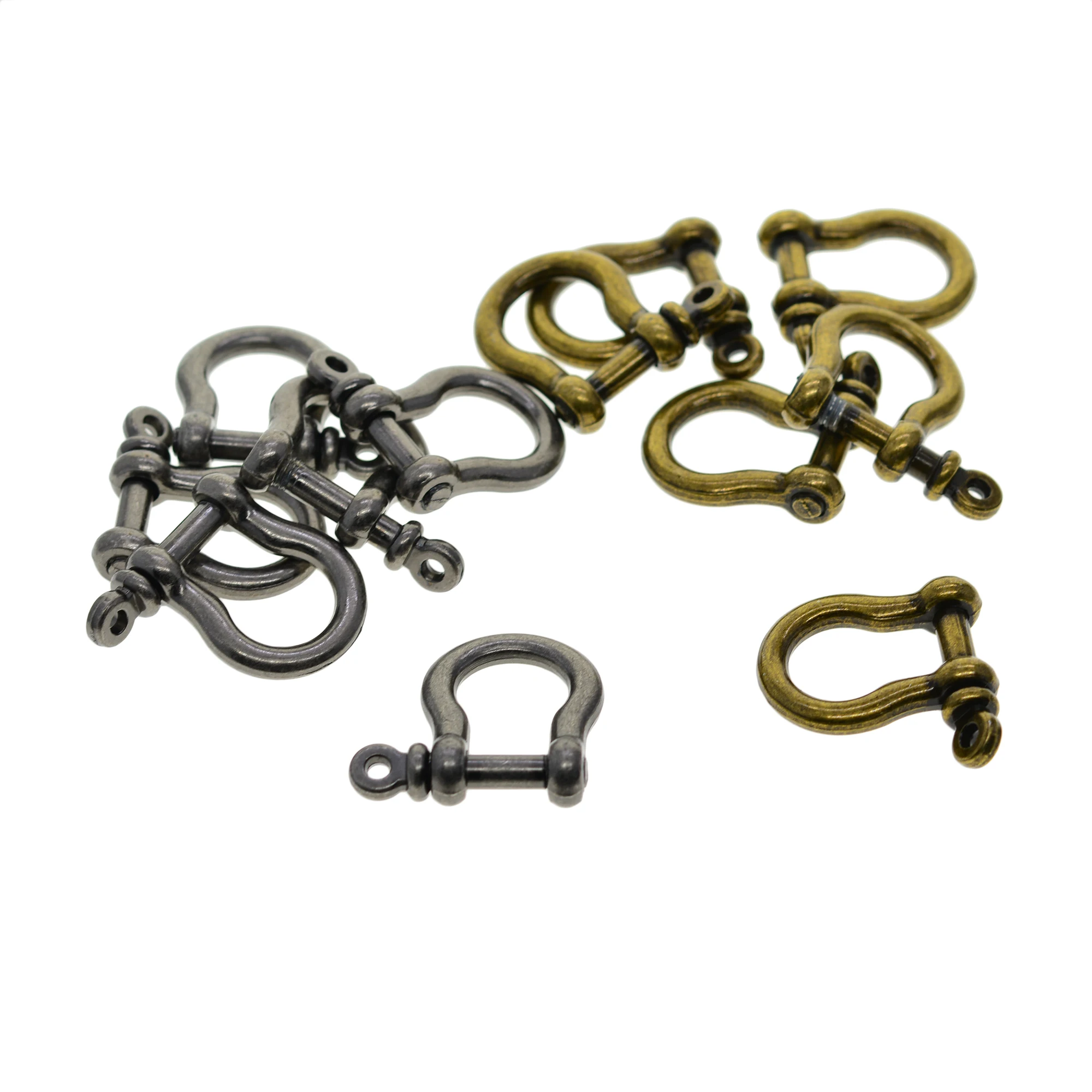 10PCS 10mm small retro silver bronze alloy screw pin lock U hook shackle bangle connector joint horse shoe keychain FOB EDC DIY