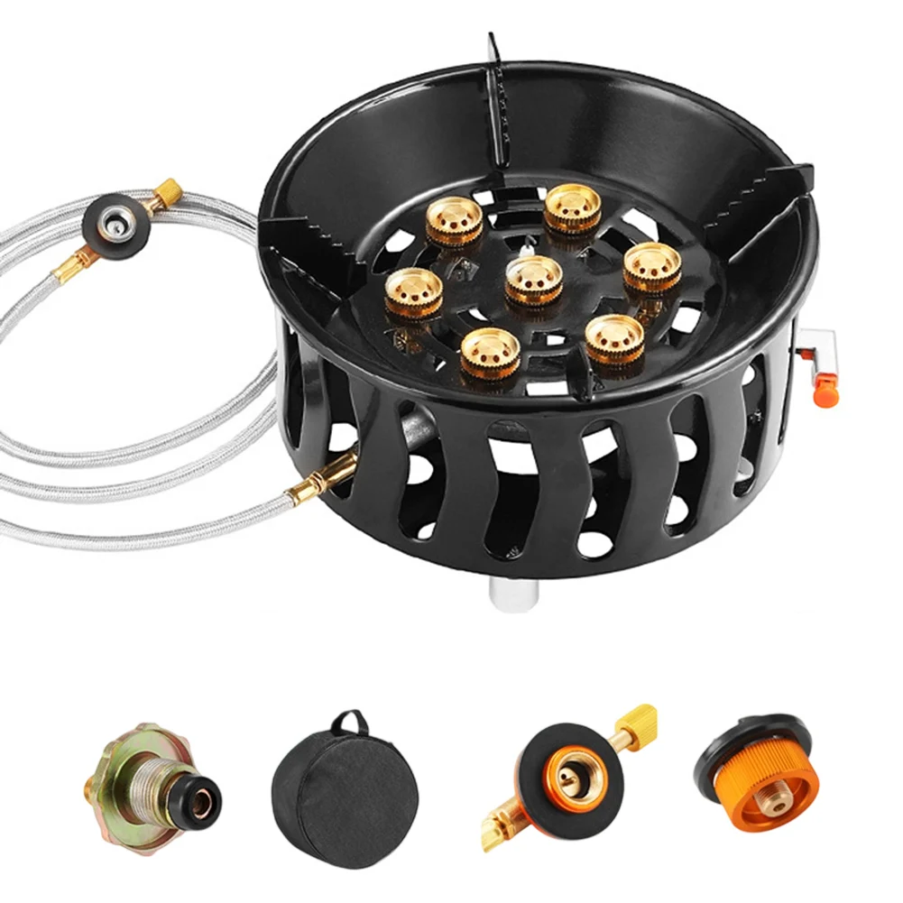 

Портативная 7-ядерная походная плита мощностью 19800 Вт с ветрозащитным дизайном и вращающимся контролем пожара для стабильности приготовления пищи на открытом воздухе