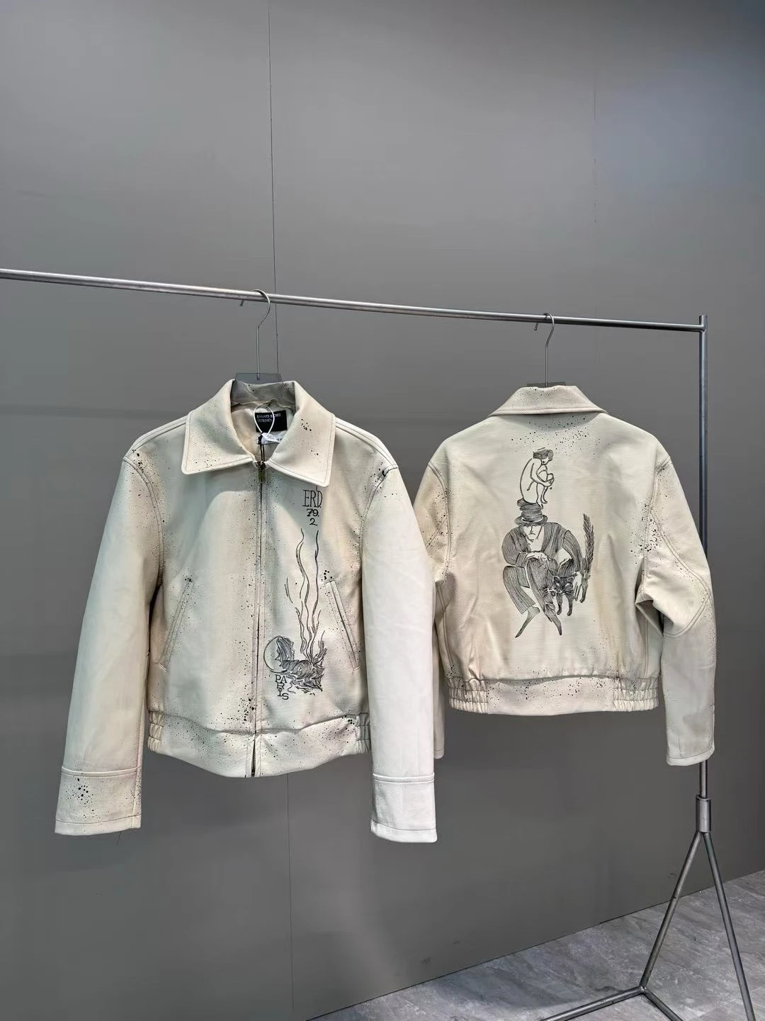 Nowa ERD Depred Rich Second Generation 24SS Haftowana Splaid Ink Mystery Man Old Leather Jaet ort Odzież Wierzchnia