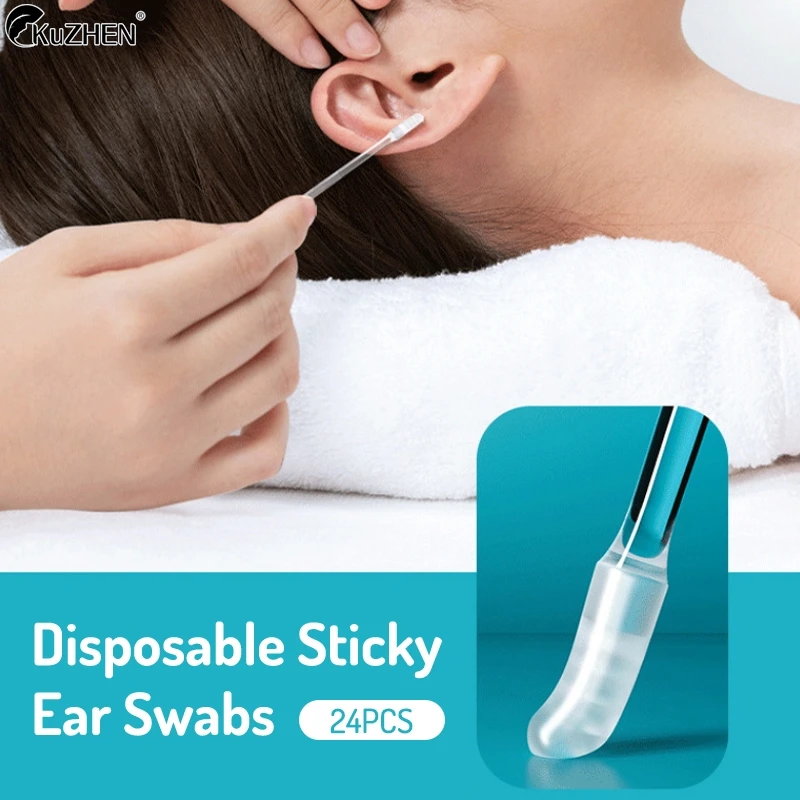 Disposable Sticky Ear Swabs Pick Reusable Ear Cleaner Soft Ear Wax Removal Tool Earwax Remover For Olders Adult Kid  24pcs/box