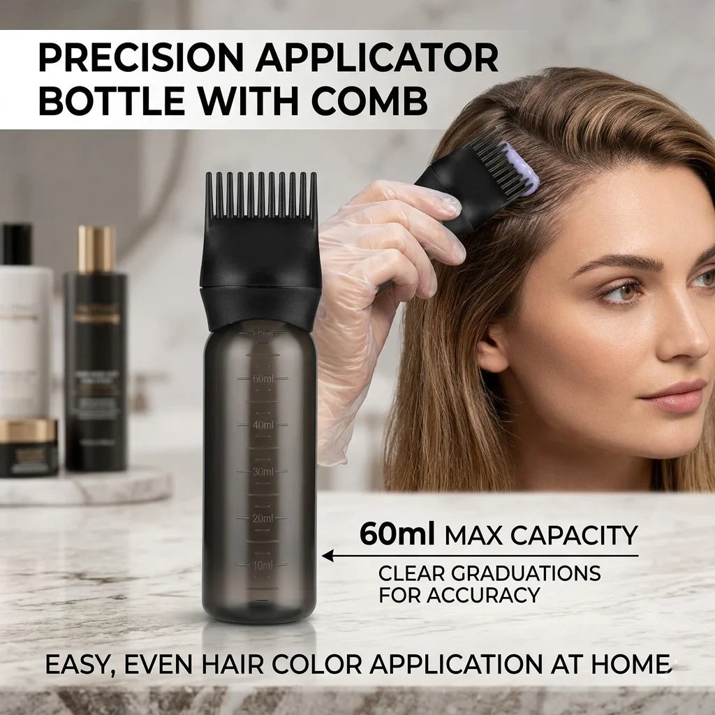Barber Dyeing Bottle Shampoo Oil Applicator Brush Scalp Treament Applicator Bottle Salon Home DIY Hair Coloring Styling Tools