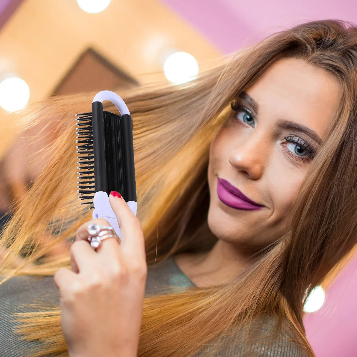 

3Pcs Folding Comb with Mirror Mini Portable Compact Hair Comb Premium Plastic for Travel Beard Styling Detangling Use
