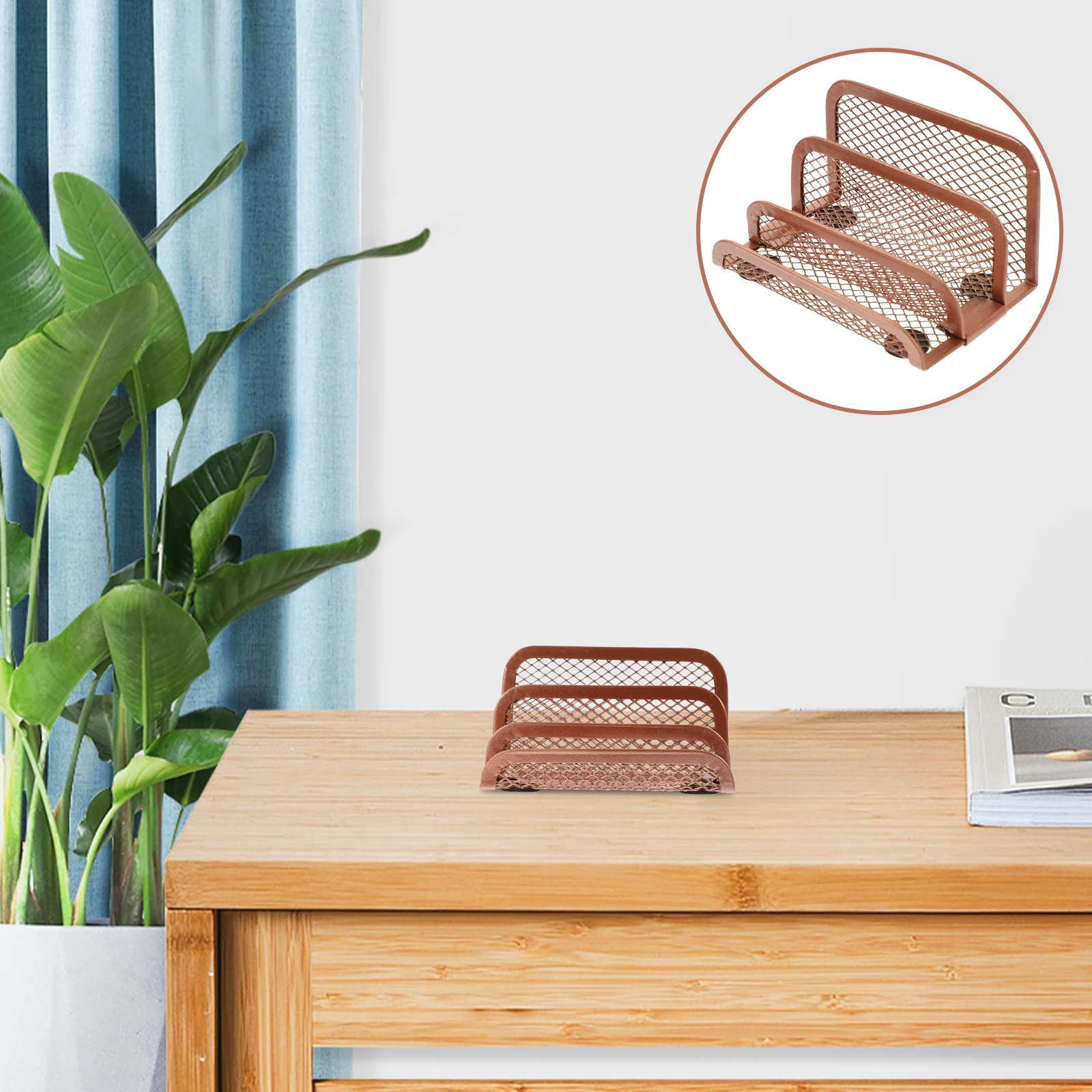 

Sturdy Metal Storage Shelf Desktop Organizer Book Rack Holds Magazines Space Saving File Holder Wear Resistant