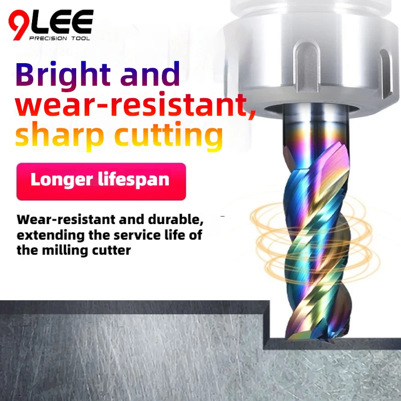 

1 шт., высокоэффективная износостойкая фреза с красочным покрытием для алюминия, станок с ЧПУ, твердосплавная концевая фреза