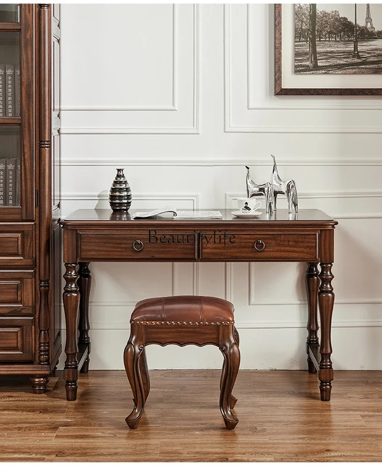 

03.All solid wood desk black walnut American computer desk