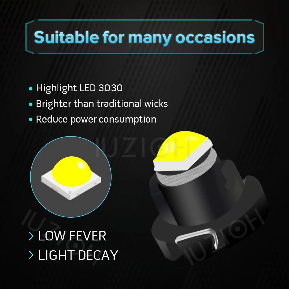 IUZIOH 10PCS Led T3 Bulb T4.7 Meter T4.2 T4 Instrument Neo Wedge Switch Radio Dashboard Indicator Panel Lamp Warning Car Light