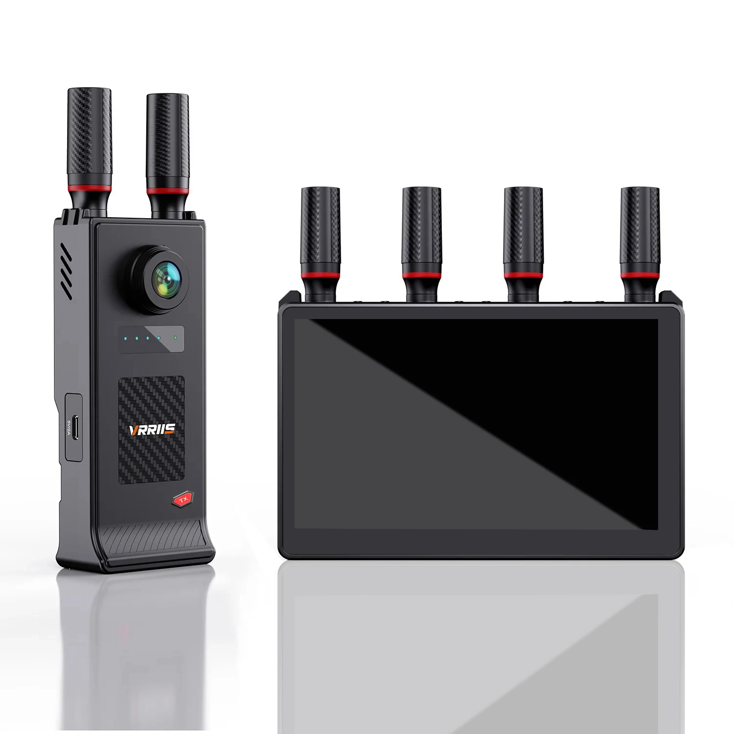 400m Wireless Transmission HDMI Extender Video Transmitter and Receiver with Screen Monitor Battery Slots for Camera Live Stream