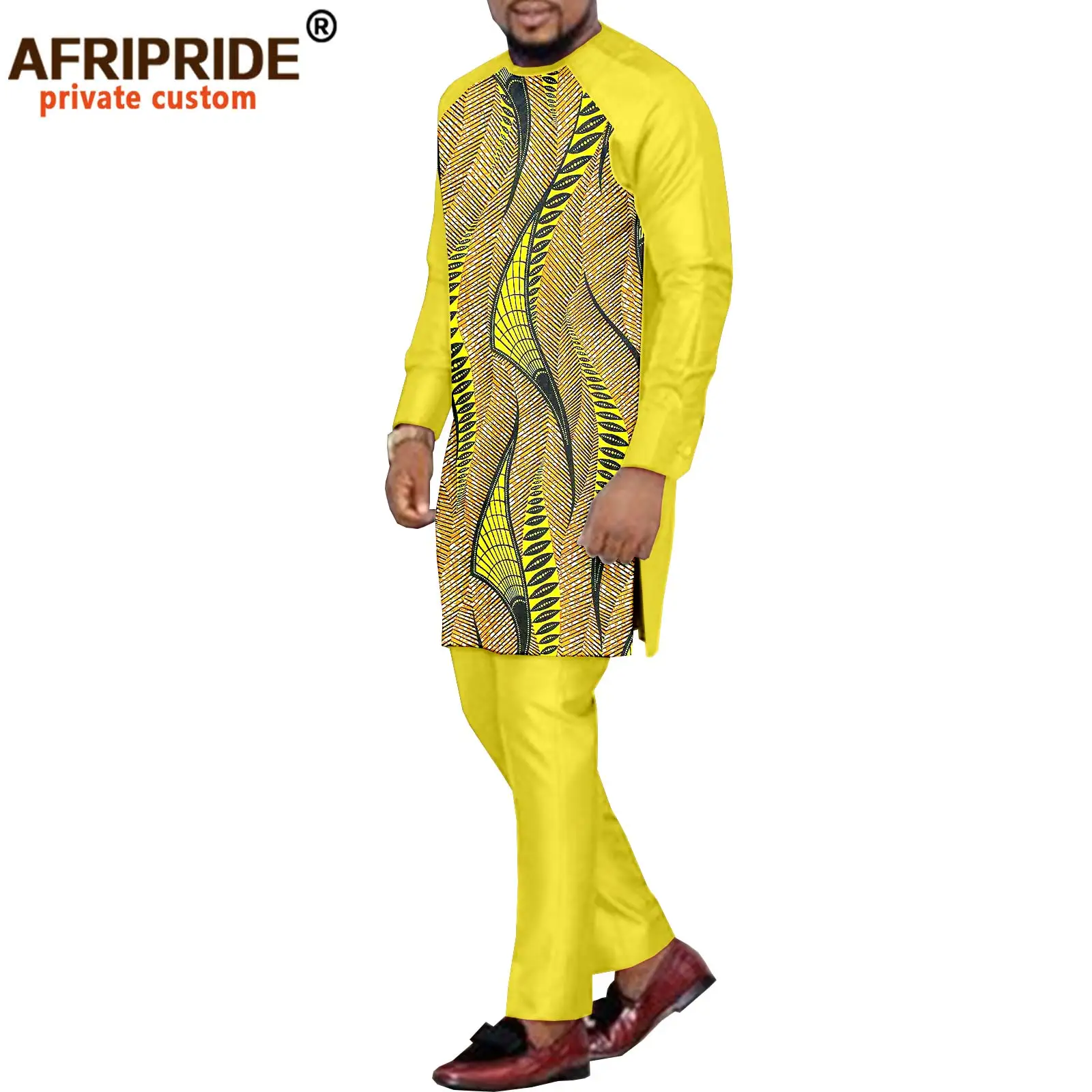 African Traditional Clothing for Men Dashiki Print Jacket and Ankara Pants 2 Piece Set Coats Blazer Plus Size Outfits A2116018