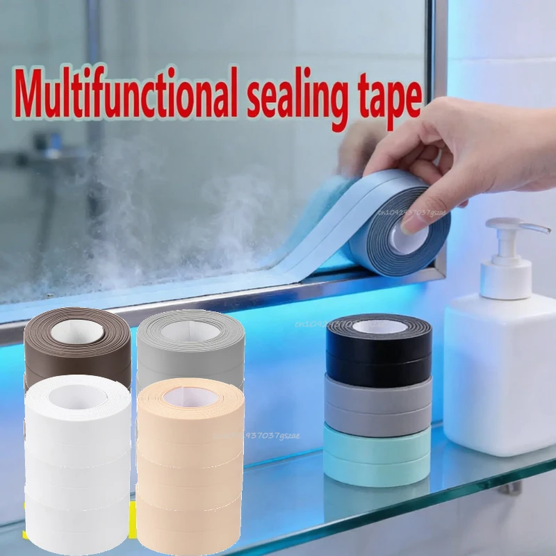 Sealing Tape Waterproof Self-adhesive PVC Oil-Proof Kitchen Sink Edge Corner Wall Sticker Waterproof Toilet Sealing Strip Tape