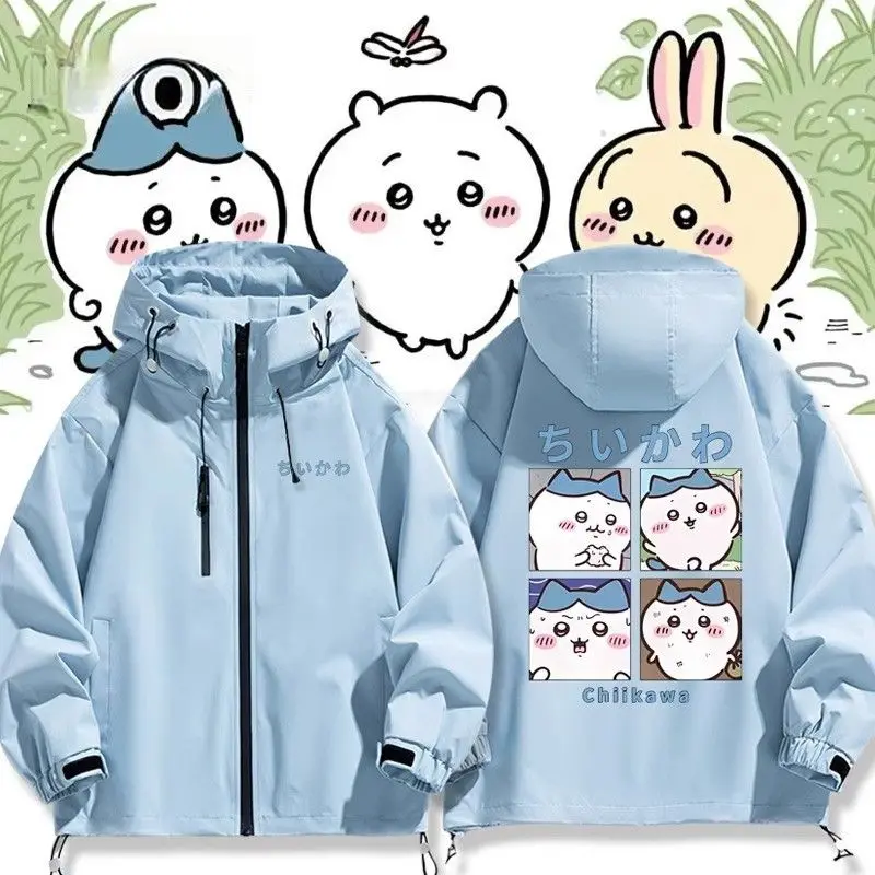 Chiikawa Couple Outdoor Jackets Usagi Hachiware Cartoon Loose Outdoor Jackets Anime Casual Sweatshirt Cute Spring Autumn Coat