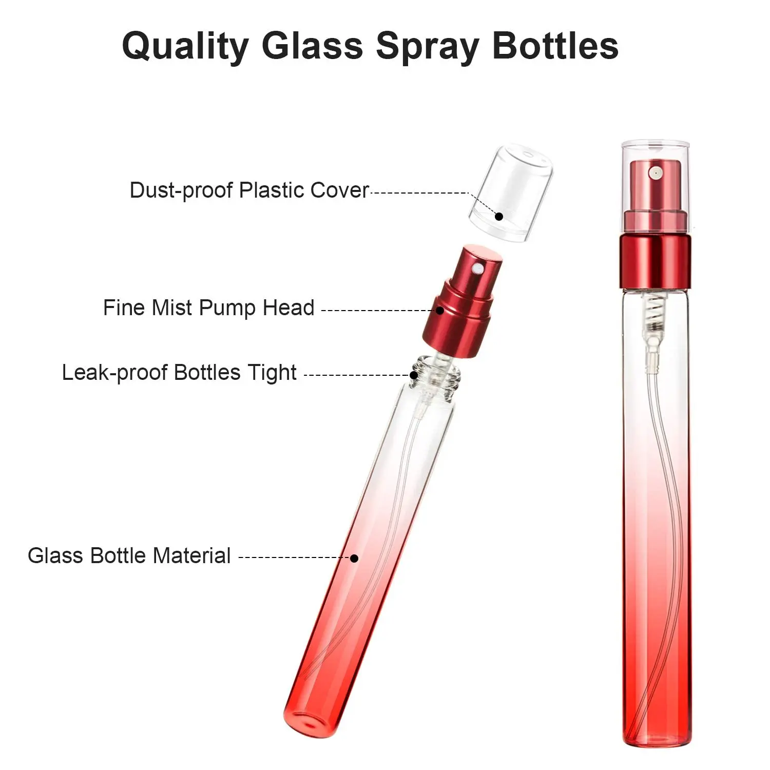 18PCS+6Accessories 10ml Stained Glass Fine Mist Sprayer with 18 Spray Bottles, 2 Funnels, 2 Dispensers, 2 Spring Straws