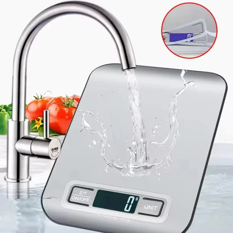 

Digital Kitchen Scale with LED Display 5kg/1g Stainless Steel Electronic Weighing for Food Jewelry Snacks Baking Home Tools