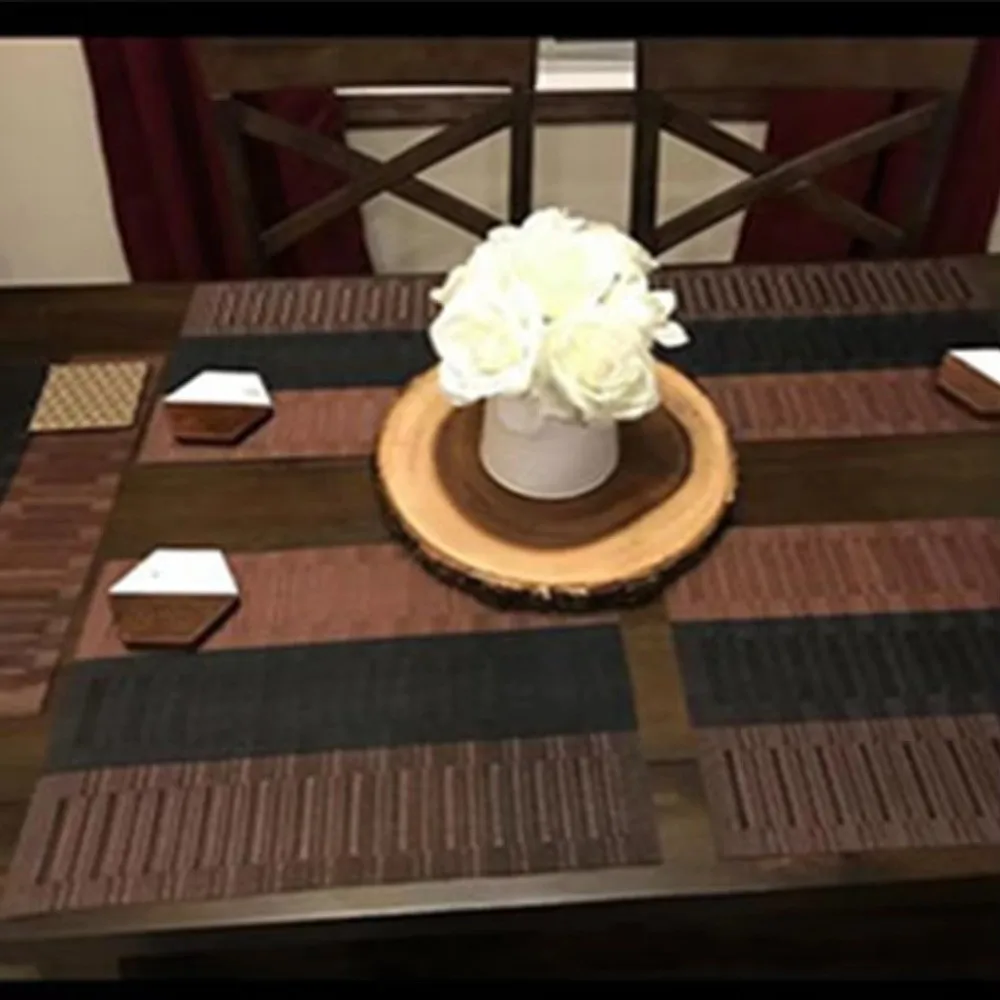30*45cm PVC Placemats Non-Slip Weave Stripe Table Mat Heat Resistant Easy To Clean Pallet Coaster For Dining Table