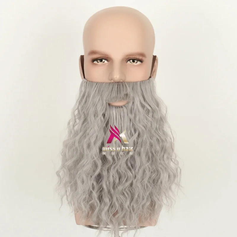 Halloween Mens Wizard cosplay wig gray hair wig and beard Dumbledore Santa role play white long hair Wizard costumes