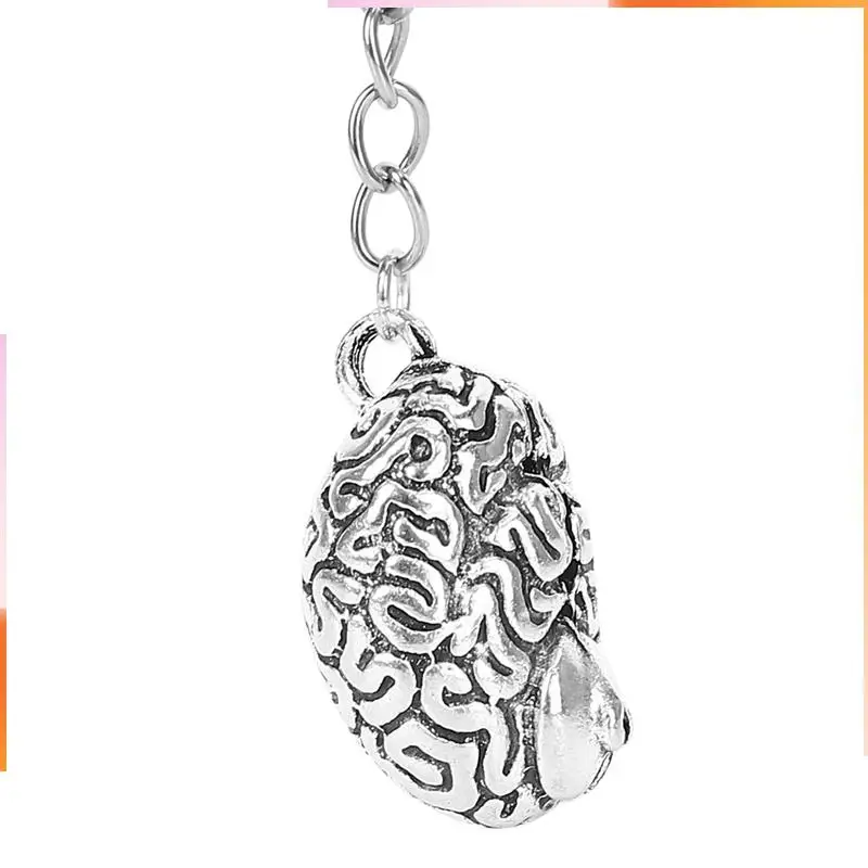 A92Z 5X Brain Keychain Alloy Smart Brainiac IQ Key Ring Fob Chain Medicine Human