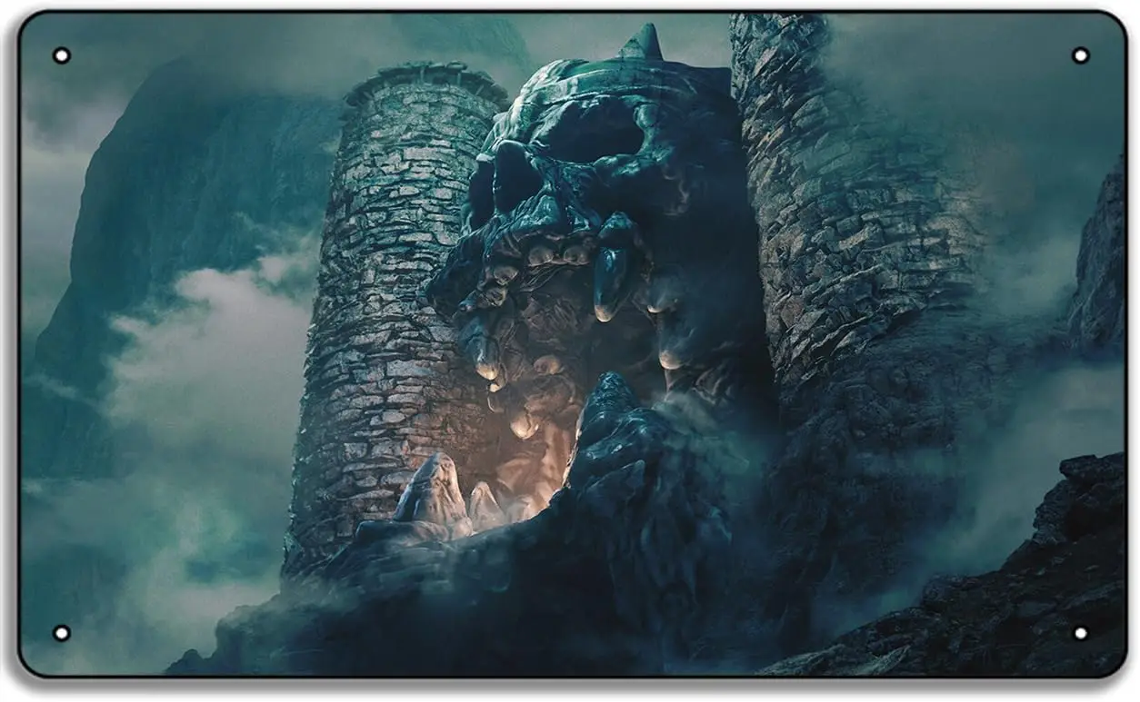 Greyskull - He-Man-Druck - Castle Grayskull Poster - 80er-Jahre-Cartoon-Kunstdruck Lustiges Metall-Blechschild als Deko-Kunst-Aluminium